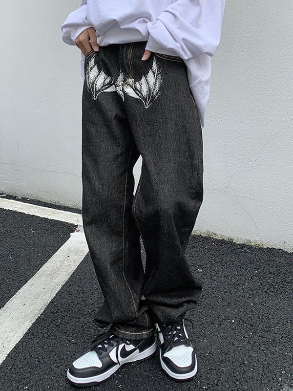 Vaqueros de hombre con estampado de retratos-2