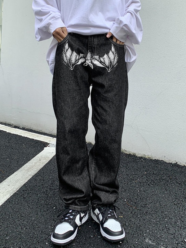 Vaqueros de hombre con estampado de retratos-1