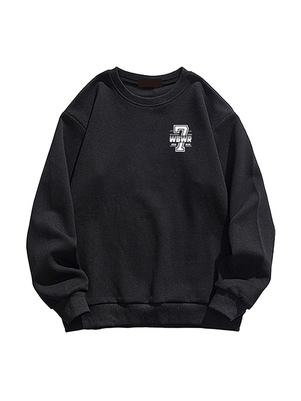 Camiseta de manga larga de forro polar con letras y números vintage para hombre-2