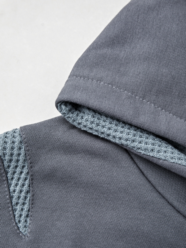 Sudadera con capucha extragrande reversible con empalme de gofre irregular para hombre-4