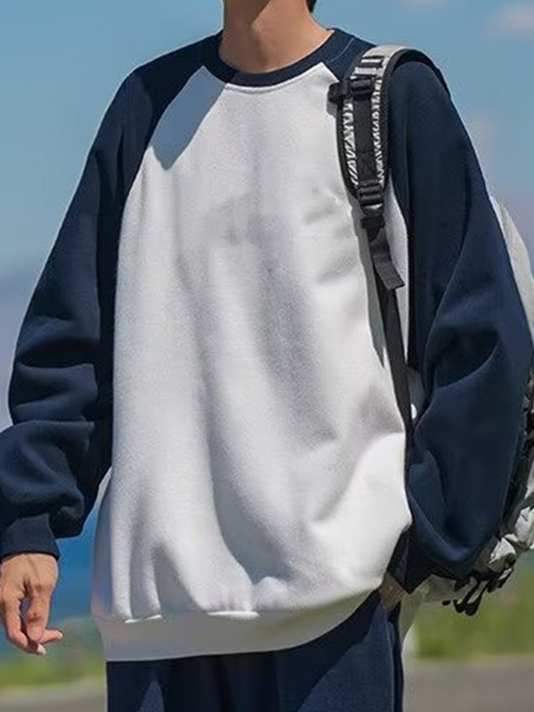 Camiseta de manga larga raglán de color en contraste para hombre-1