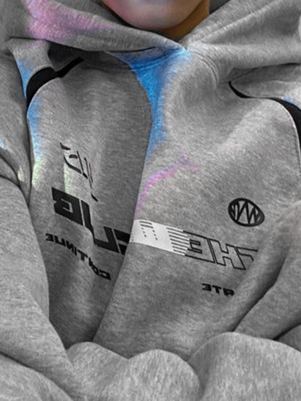 Sudadera con capucha extragrande con estampado de letras para hombre-1