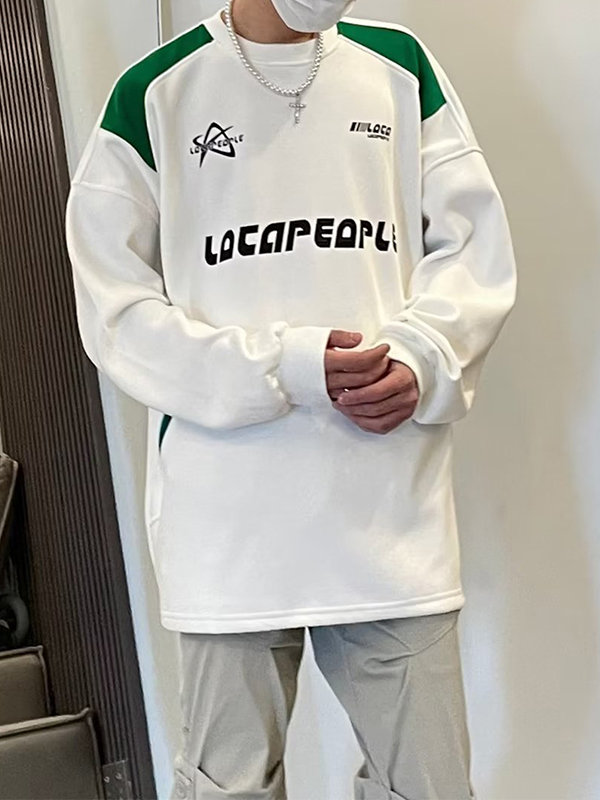 Sudadera con empalme y estampado de letras Street para hombre-1