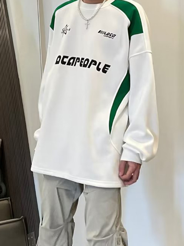 Sudadera con empalme y estampado de letras Street para hombre-2