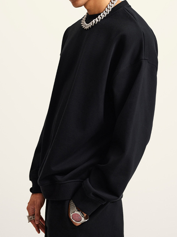 Sudadera con cuello redondo y color liso para hombre-1