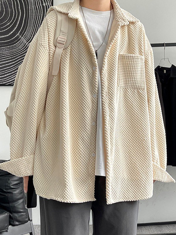 Chaqueta camisera de pana de manga larga para hombre-2