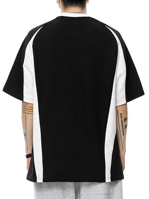 Camiseta de manga corta raglán holgada con letras para hombre-3