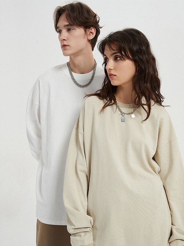 Sudadera unisex con cuello redondo y lavado vintage-1