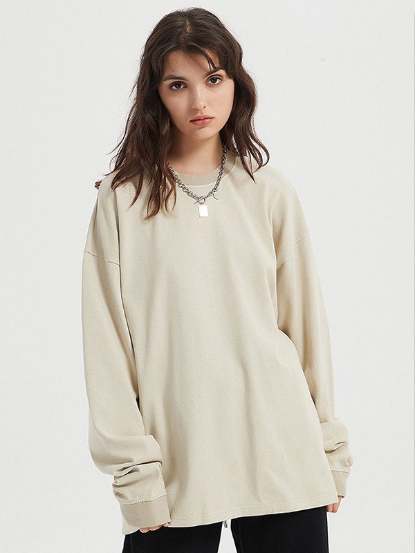 Sudadera unisex con cuello redondo y lavado vintage-2