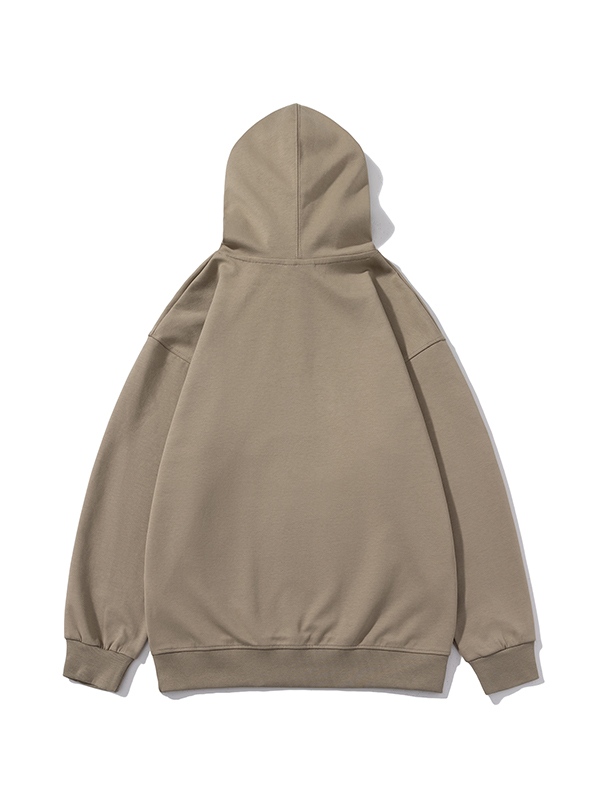 Sudadera con capucha extragrande con cordón de algodón de color liso para hombre-1