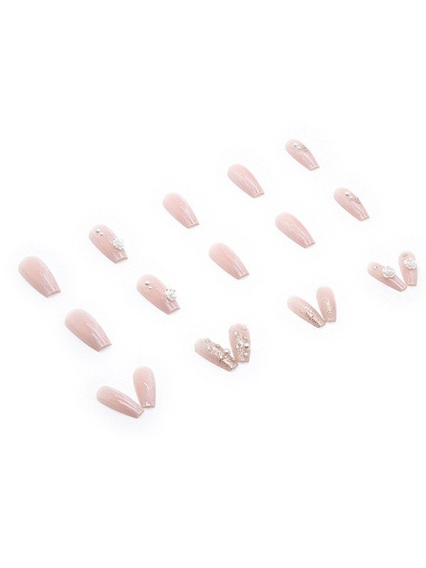 24 piezas de prensa floral de perlas de imitación en las uñas-2