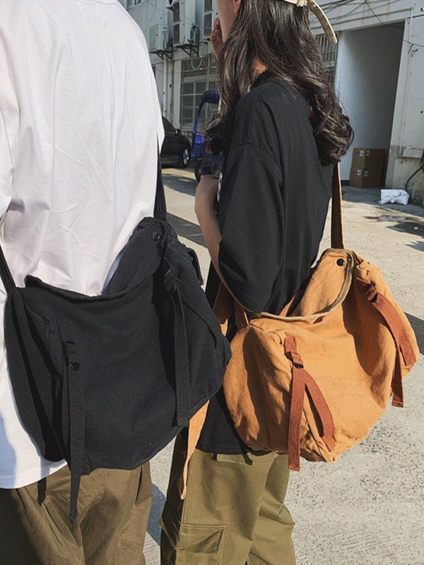 Bolso bandolera vintage grande de lona-2