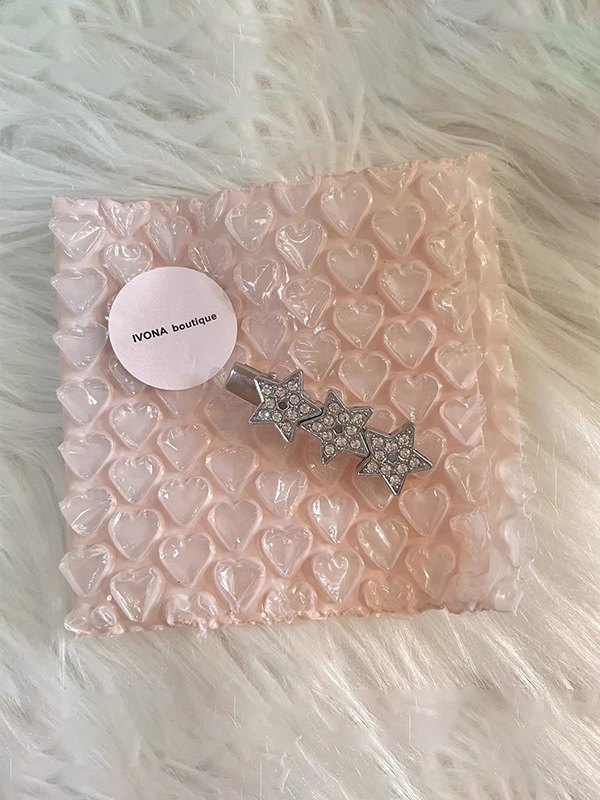 1 clip de pelo de estrella de diamantes de imitación.-1