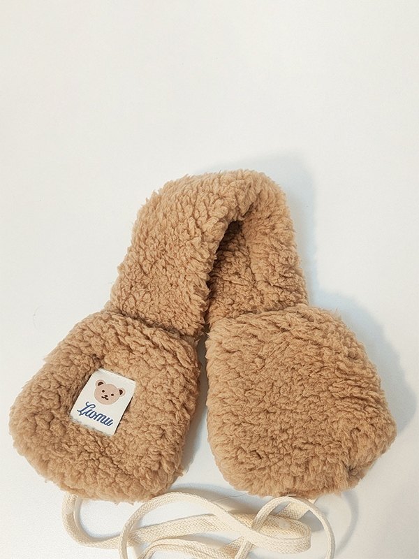 Orejeras cálidas de vellón con cordones-1