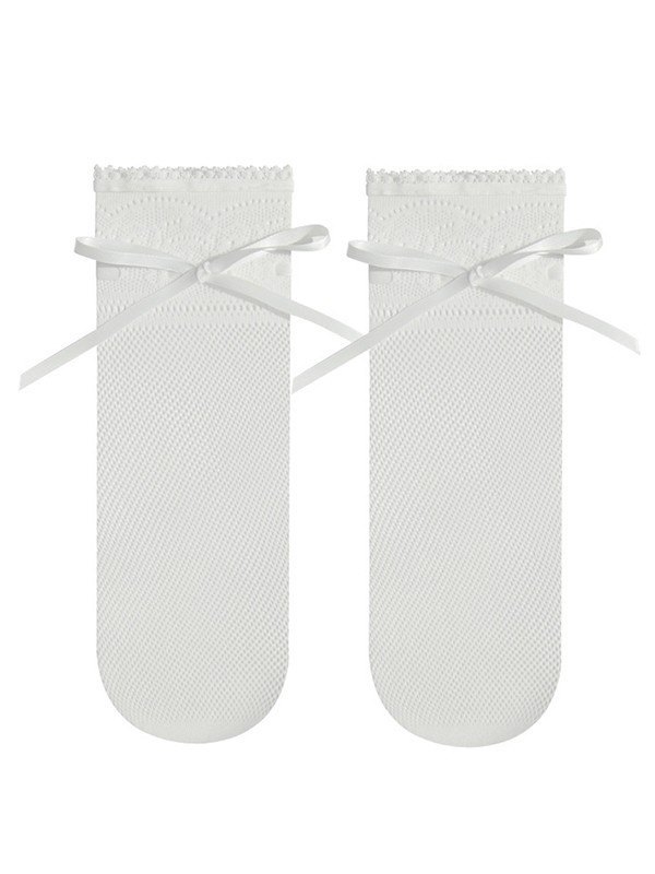 Calcetines hasta la rodilla de rejilla con ribete de encaje-2