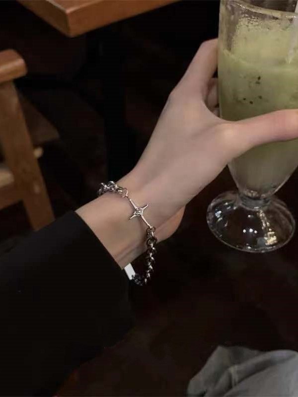 Pulsera con colgante de estrella y etiqueta de doble capa-1