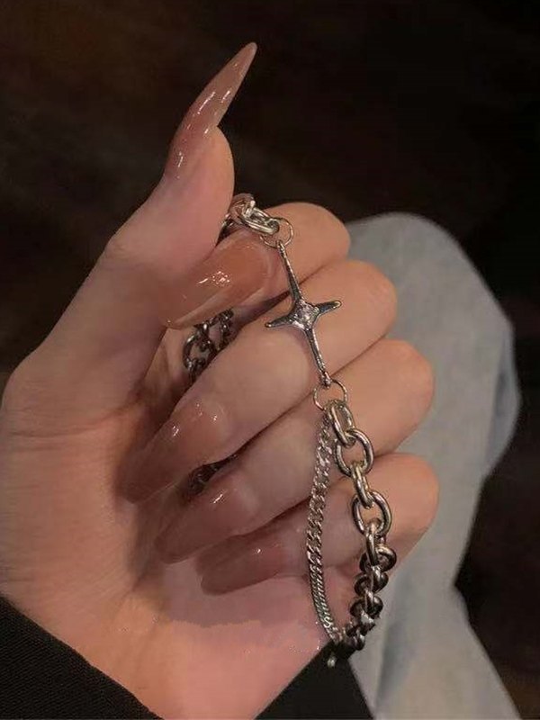 Pulsera con colgante de estrella y etiqueta de doble capa-2