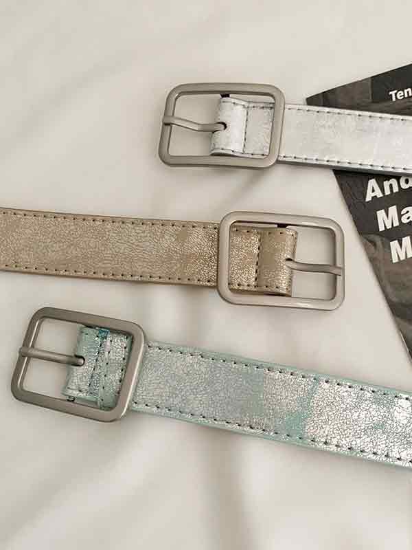 Cinturón con hebilla de diseño de grietas de color sólido-2